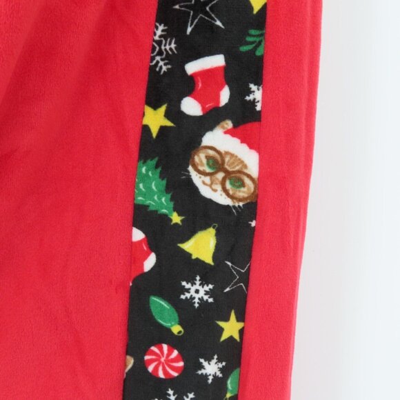 No Boundaries Juniors XS 1 Red Velour Tracksuit Cat Print Christmas Holiday NEW - Picture 6 of 15